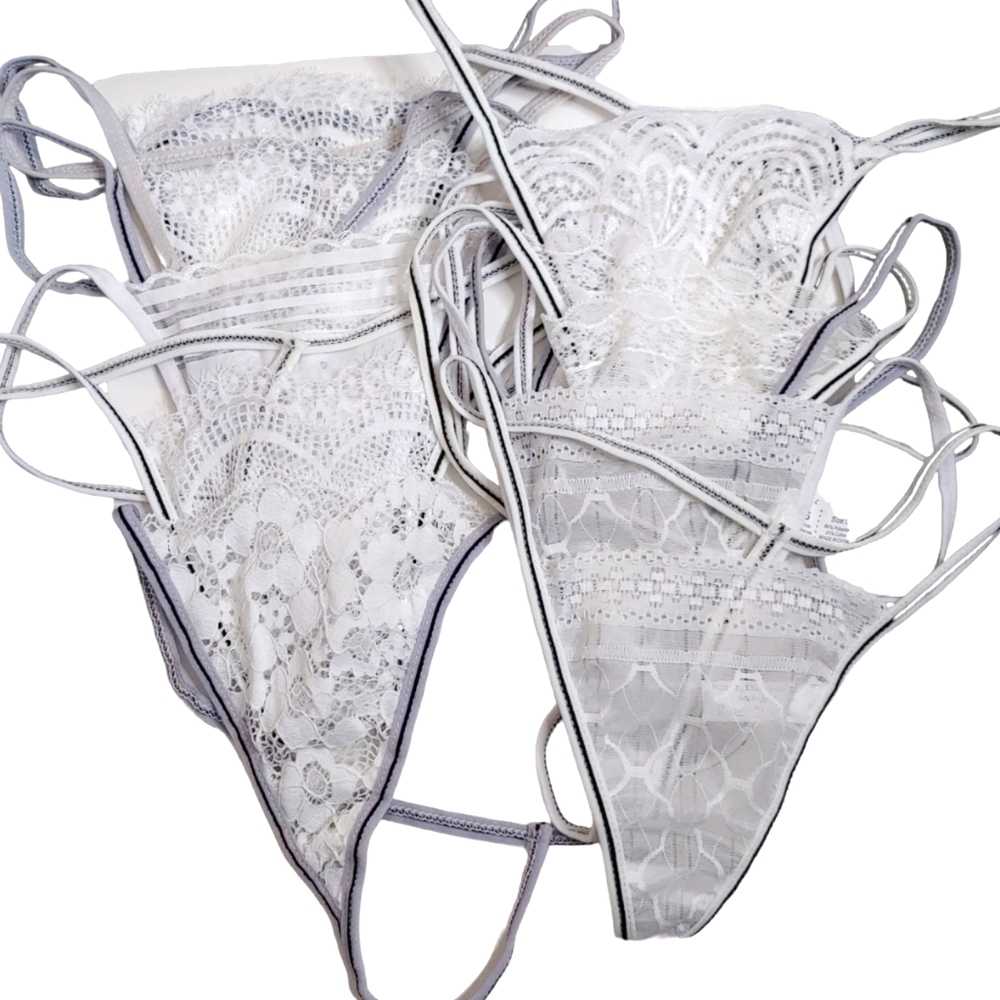CHUNS Women's Variety White Lace Thongs Bundle Size Large 12 For $25 New NWOT